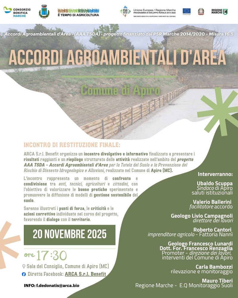 Incontro di restituzione finale – Accordi Agroambientali d’Area (AAA TSDA) – Comune di Apiro